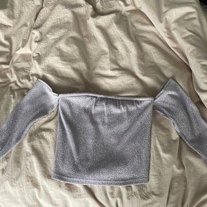 Women’s sparkly off the shoulder top.